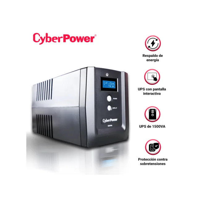 CyberPower OM1500ATLCD sistema de alimentación ininterrumpida (UPS) Línea interactiva 1.5 kVA 8 salidas AC
