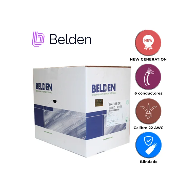 CABLE DE SEGURIDAD Y SONIDO BELDEN 5504FE 008U1000 / INTERIOR / GRIS / 6 CONDUCTORES / 22 AWG / MULTIFILAR / FORRO PVC / CMR / BLINDADO / EN CAJA / 1,000 PIES 305 METROS