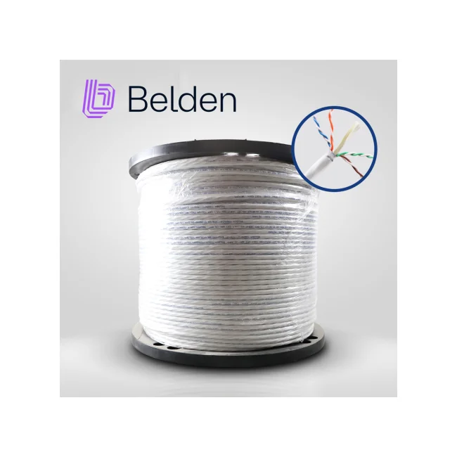 CABLE UTP CAT6A BELDEN 10GXW12 0091000 / INTERIOR / BLANCO / 500MHZ / 4 PARES / 23 AWG / FORRO PVC / CMR / CERTIFICABLE / BOBINA / 1,000 PIES 305 METROS