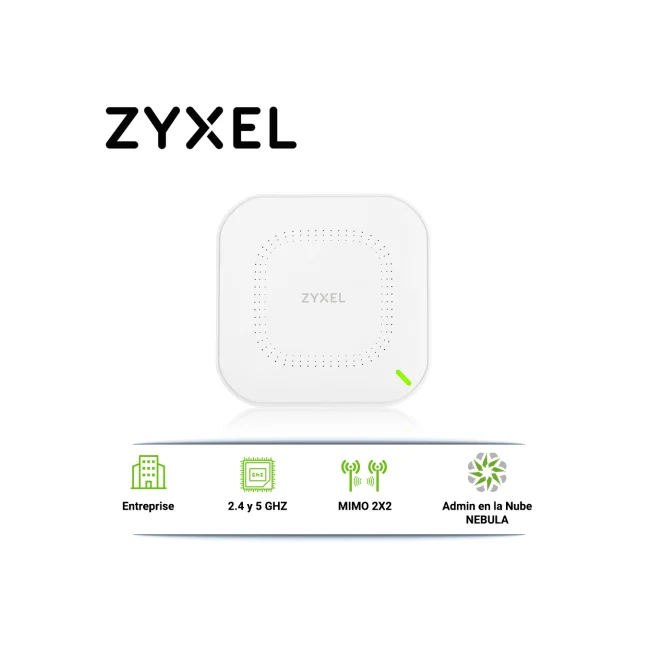 ACCESS POINT ZYXEL NWA1123ACV3 INTERIOR 1 PUERTO LAN RJ45 10/100/1000 MBPS MU-MIMO 2X2 2.4GHZ 300MBPS 5GHZ 866MBPS WIFI 802.11AC WAVE 2 ADMINISTRABLE CON NEBULA ALIMENTACION 12VDC 1A/POE AF (INYECTOR NO INCLUIDO)