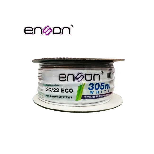 CABLE DE ALARMA ENSON 32201W305 SERIE ECO MULTIFILAR  2C/22 AWG BOBINA DE 305 METROS FORRO PVC COLOR BLANCO PARA USO INTERIOR DISEÑADO PARA CONEXIONES DE SISTEMAS DE ALARMA