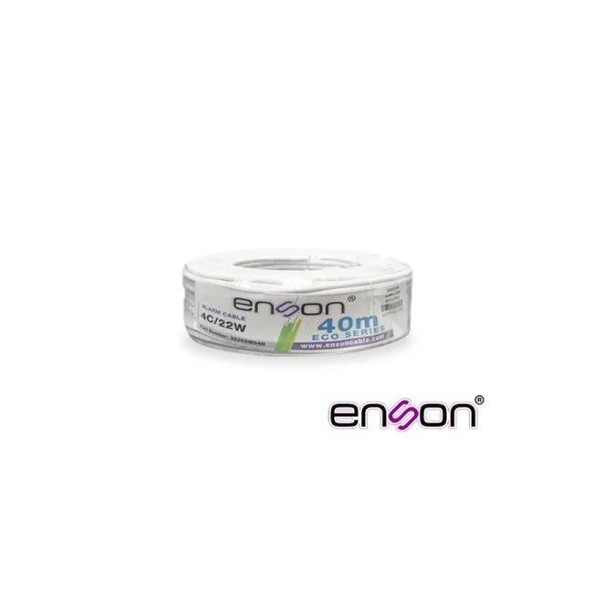 CABLE DE ALARMA ENSON 32202W040 SERIE ECO MULTIFILAR  4C/22 AWG BOBINA DE 40 METROS FORRO PVC COLOR BLANCO PARA USO INTERIOR DISEÑADO PARA CONEXIONES DE SISTEMAS DE ALARMA