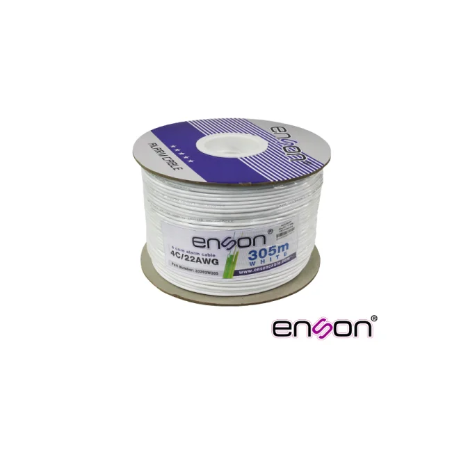 CABLE DE ALARMA ENSON 33202W305 SERIE PRO-II MULTIFILAR  4C/22 AWG BOBINA DE 305 METROS FORRO PVC COLOR BLANCO PARA USO INTERIOR DISEÑADO PARA CONEXIONES DE SISTEMAS DE ALARMA