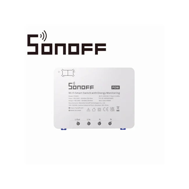 INTERRUPTOR INTELIGENTE ON/OFF DE POTENCIA SONOFF POWR3 / 1CH ON/OFF / MONITOREO Y CONTROL DE CONSUMO ELECTRICO / WIFI 2.4GHZ / COLOR BLANCO / COMPATIBLE CON ALEXA/GOOGLE HOME/IFTTT / APP IOS Y ANDROID / HASTA 25AMP
