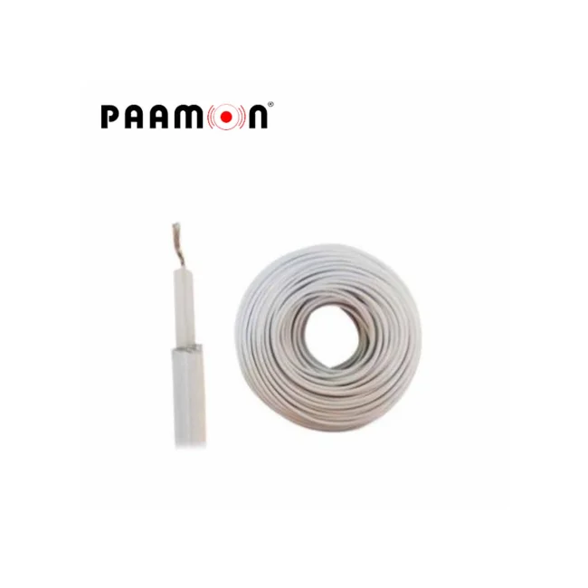 CABLE DOBLE AISLADO COLOR BLANCO / CAB-DOBLE AISLADO -WP-100M PAAMON / CAPA AISLANTE DE POLIETILENO CONDUCTOR 22AWG DE ALEACION DE ALUMINIO PARA EXTERIOR SOPORTA HASTA 18,000 VOLTS ROLLO DE 100 METROS IDEAL PARA CERCA ELECTRICA