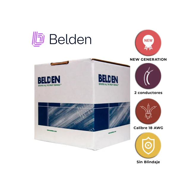 CABLE DE ALARMA CONTRA INCENDIOS BELDEN 5320UL 002U1000 / INTERIOR / ROJO / 2 CONDUCTORES / 18 AWG / SOLIDO / FORRO PVC / CMR - FPLR / EN CAJA / 1,000 PIES 305 METROS