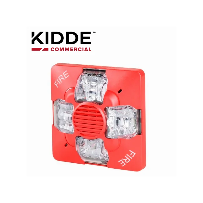 KIDDE F_EWGAVRF - Sirena Estroboscópica Compacta para exterior / 15-75 DC / Roja / Logo FIRE