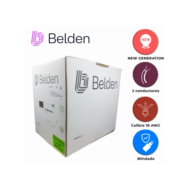 CABLE DE ALARMA CONTRA INCENDIOS BELDEN 5320FL 002U1000 / INTERIOR / ROJO / 2 CONDUCTORES / 18 AWG / SOLIDO / FORRO PVC / CMR - FPLR / BLINDADO / EN CAJA / 1,000 PIES 305 METROS