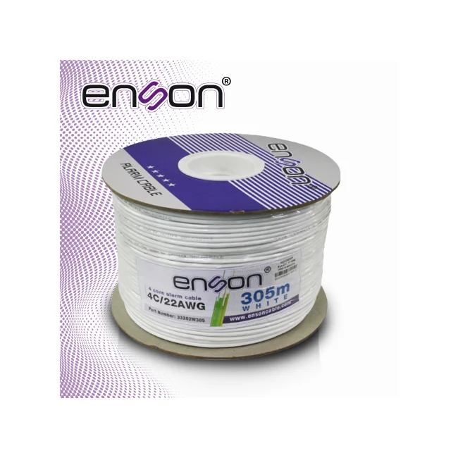 CABLE DE ALARMA ENSON 33202W305 SERIE PRO-II MULTIFILAR  4C/22 AWG BOBINA DE 305 METROS FORRO PVC COLOR BLANCO PARA USO INTERIOR DISEÑADO PARA CONEXIONES DE SISTEMAS DE ALARMA
