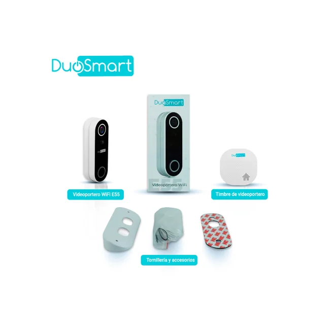 VIDEOPORTERO WIFI DUOSMART E55 2MP NOTIFICACIONES PUSH COMPATIBLE CON APP DUOSMART Y SOPORTE DE TARJETA DE MEMORIA MICROSD DE HASTA 128 GB (NO INCLUIDA) image 5