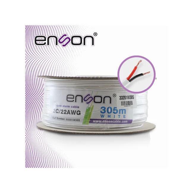 CABLE DE ALARMA ENSON 33201W305 SERIE PRO-II MULTIFILAR  2C/22 AWG BOBINA DE 305 METROS FORRO PVC COLOR BLANCO PARA USO INTERIOR DISEÑADO PARA CONEXIONES DE SISTEMAS DE ALARMA