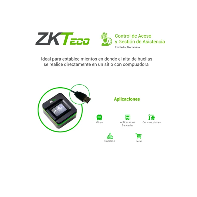 ZKTECO SLK20R - Enrolador de Huella Digital por USB / SILK ID / Conexión de Alta Velocidad USB 2.0 image 7