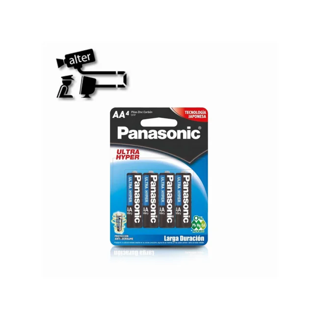 BATERIA ZINC CARBON PANASONIC TIPO AA 1.5V PARA USO EN CONTROLES REMOTOS Y RELOJES (PAQUETE DE 4 BATERIAS)