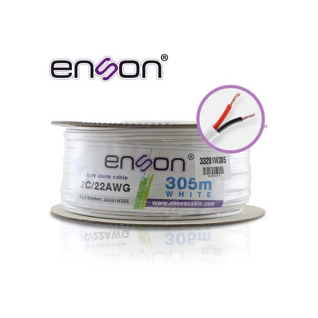 CABLE DE ALARMA ENSON 33201W305 SERIE PRO-II MULTIFILAR  2C/22 AWG BOBINA DE 305 METROS FORRO PVC COLOR BLANCO PARA USO INTERIOR DISEÑADO PARA CONEXIONES DE SISTEMAS DE ALARMA