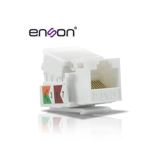 CONECTOR JACK ENSON ENS-JTL6WH CAT6 COLOR BLANCO A 90 GRADOS PONCHADO FACIL SIN PINZAS Y CUBREPOLVO