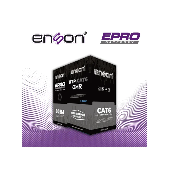 CABLE UTP CAT6 AZUL ENSON EPRO-CAT6-BL CRM / FORRO PVC / 4 PARES / CALIBRE 23 AWG / 100% COBRE / USO INTERIOR / COLOR AZUL / BOBINA 1000 PIES / 305 METROS / CERTIFICACION UL