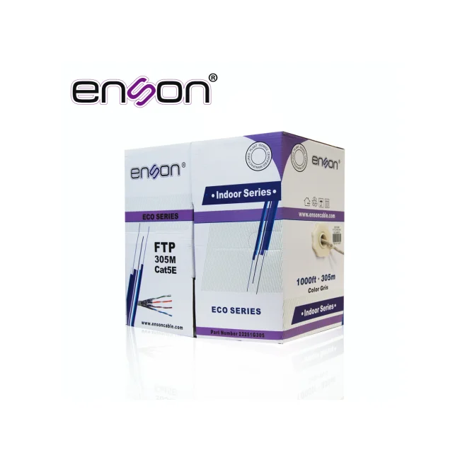 CABLE FTP CAT5E ENSON MODELO FTP 22251G305 SERIE ECO BLINDADO CALIBE 24 AWG CCA BOBINA DE 305 METROS FORRO PVC COLOR GRIS USO INTERIOR RECOMENDADO PARA TRANSMISION DE DATOS BASE 10,100