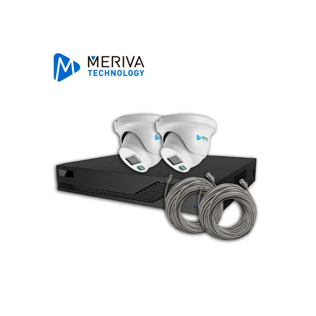 KIT DE VIDEOVIGILANCIA IP MERIVA TECHNOLOGY MKIP2MP-2T-4P 2 CÁMARAS TURRET IP MTD-203D DE 2MP LUZ DUAL CON MICROFONO INTEGRADO MIA 2.0 VIDEO ESTRUCTURADO - NVR MNVR-1744-4P CON POE INTEGRADO 4 CANALES / MIA 2.0 / LPR / ALMACENAMIENTO HASTA 10TB - 2 PATCH CORD CAT6 **NO INCLUYE HDD**SIN CAJA**