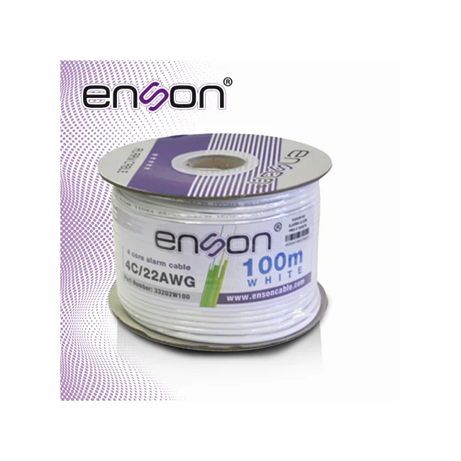 CABLE DE ALARMA ENSON 33202W100 SERIE PRO-II MULTIFILAR  4C/22 AWG BOBINA DE 100 METROS FORRO PVC COLOR BLANCO PARA USO INTERIOR DISEÑADO PARA CONEXIONES DE SISTEMAS DE ALARMA