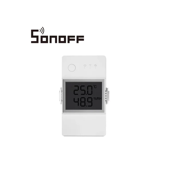 INTERRUPTOR INTELIGENTE CON MONITOREO DE TEMPERATURA Y HUMEDAD SONOFF THR320D CON DISPLAY CONEXION WIFI 2.4GHZ SOPORTA HASTA 20A COMPATIBLE CON ASISTENTES VIRTUALES