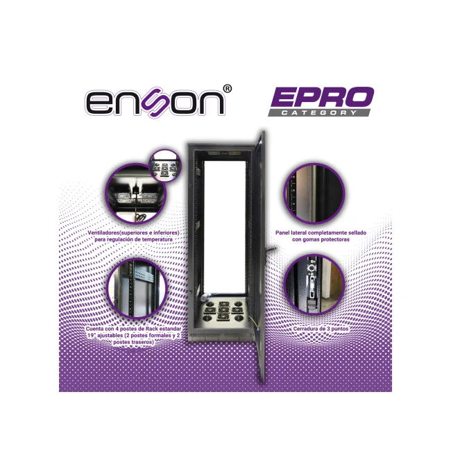 Enson ENS-RGBO42U8 armario rack 42U Soporte montado al piso Negro image 9