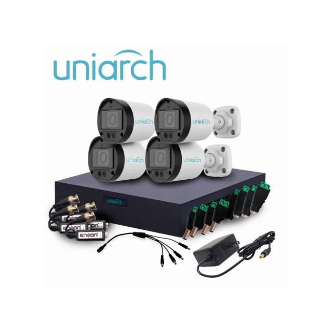 KIT 4X4 HD UNIARCH KIT 4X4 HD 2MP MIC INCLUIDO / 4CAMARAS-BULLET-UAC-B122-AF28LM-H / 2MP / XVR-104F-4CH-ANALOGICOS-2CH-IP / 4TRANSCEPTORES-ENS-VT100 / 4CONECTORES-DE- CORRIENTE-ENS-FC01-HEMBRA / 4CONECTOR DE CORRIENTE ENS-MC01-MACHO / 1FUENTE DE PODER-PS-1215 / 1DISTRIBUIDOR-ENERGIA-4SALIDAS