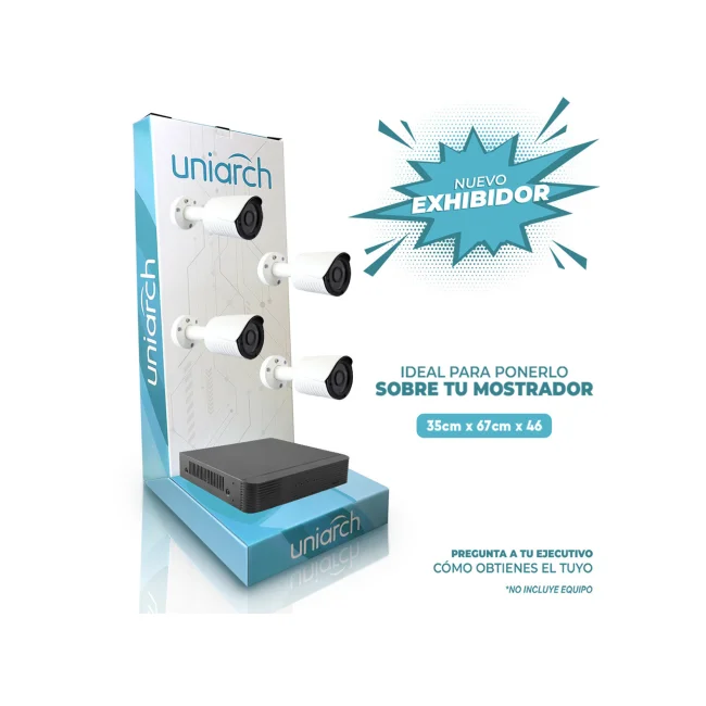 EXHIBIDOR UNIARCH  35 CM ANCHO, 67 CM ALTO Y 46 DE PROFUNDIDAD. MATERIAL CARTON