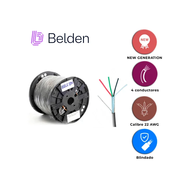 CABLE DE SEGURIDAD Y SONIDO BELDEN 5502FE 0081000 / INTERIOR / GRIS / 4 CONDUCTORES / 22 AWG / MULTIFILAR / FORRO PVC / CMR / BLINDADO / BOBINA / 1,000 PIES 305 METROS
