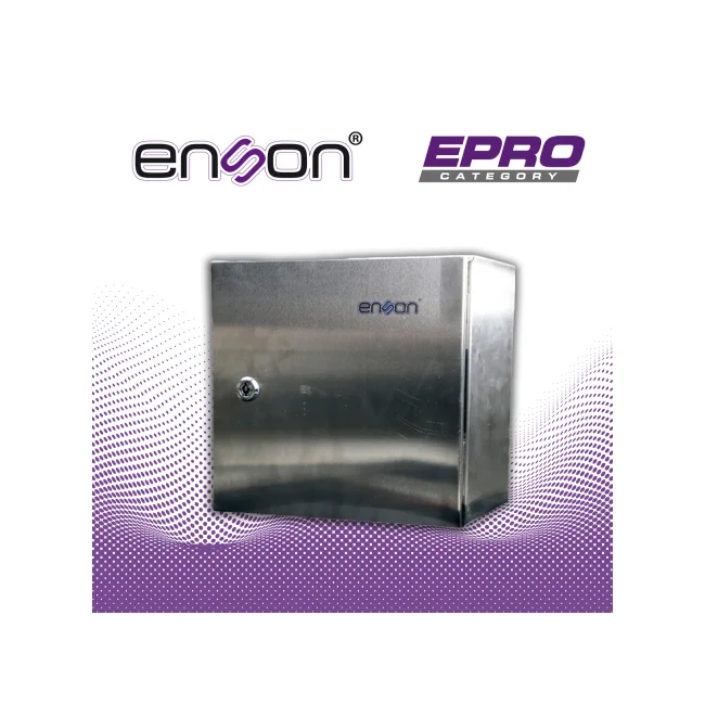 GABINETE DE ACERO INOXIDABLE ENSON ENS-INOX315 MONTAJE EN PARED / MEDIDAS 300MM ALTO × 300MM ANCHO × 150MM PROFUNDIDAD / CUERPO Y PUERTA DE 1.2 MM DE ESPESOR / PLACA DE MONTAJE GALVANIZADA DE 1.5 MM / GRADO DE RESISTENCIA MECANICA IK10 / BISAGRAS EN ACERO / DISEÑO ROBUSTO PARA ENTORNOS INDUSTRIALES