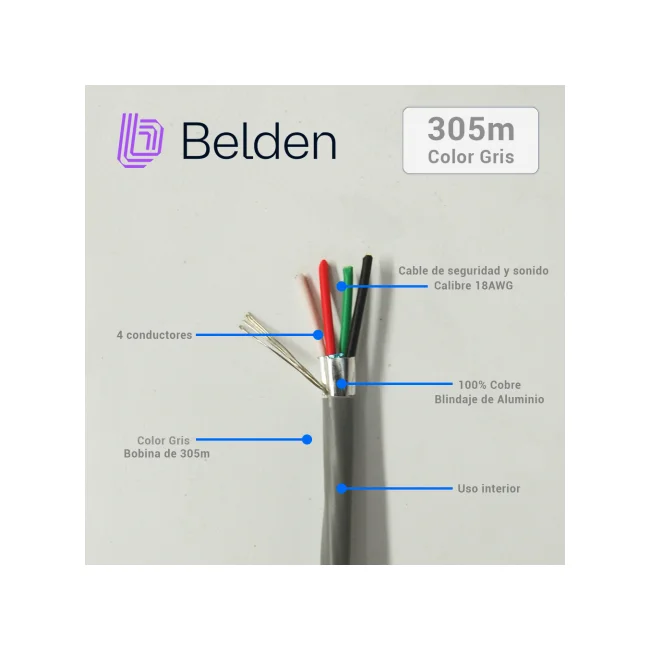 Belden 5302fe 008u1000 cable de audio 305 m Gris image 6