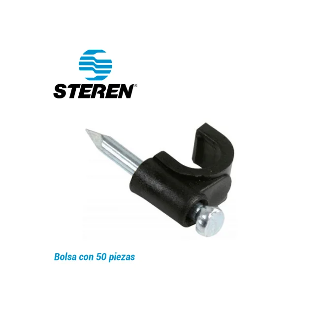 GRAPAS DE PLASTICO STEREN GRA-955N BOLSA CON 50 PZS C/U COLOR NEGRO IDEAL PARA SUJETAR CONDUCTORES REDONDOS USO PARA PAREDES O MUROS image 3