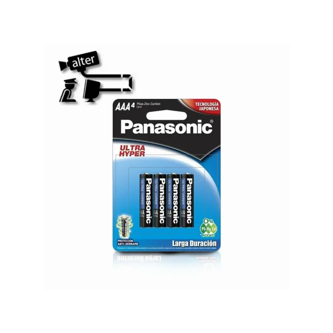 BATERIA ZINC CARBON PANASONIC TIPO AAA 1.5V PARA USO EN CONTROLES REMOTOS Y RELOJES (PAQUETE DE 4 BATERIAS)