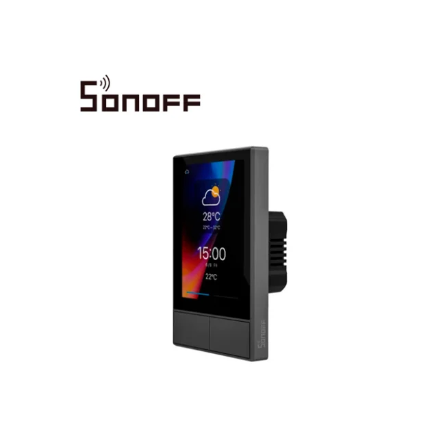 APAGADOR INTELIGENTE DE 2 UNIDADES CON PANTALLA TACTIL WIFI 2.4 GHZ + BLUETOOTH SONOFF NSPANEL-US CAPAZ DE CONTROLAR HASTA 8 DISPOSITIVOS SONOFF O ESCENAS INTELIGENTES