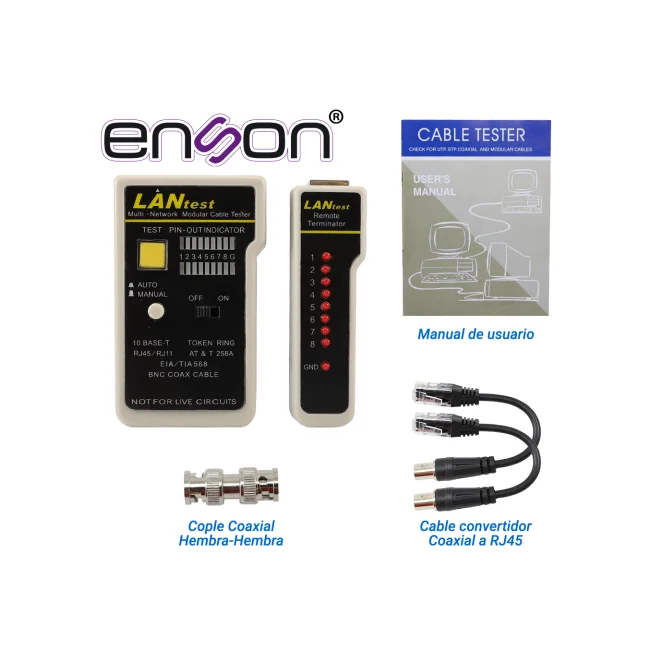 Enson ENS-TELN2 comprobador de cables de red Comprobador de cables de par trenzado Negro, Gris image 8
