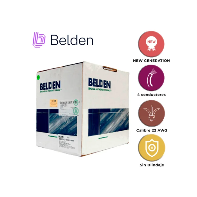 CABLE DE SEGURIDAD Y SONIDO BELDEN 5502UE 008U1000 / INTERIOR / GRIS / 4 CONDUCTORES / 22 AWG / MULTIFILAR / FORRO PVC / CMR / EN CAJA / 1,000 PIES 305 METROS image 3