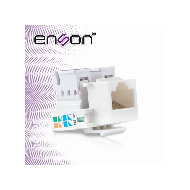 CONECTOR JACK ENSON ENS-JC5WH CAT5E COLOR BLANCO A 90 GRADOS PONCHADO CON PINZAS Y CUBREPOLVO.