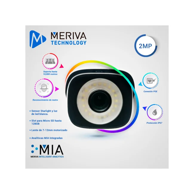 KIT RECONOCIMIENTO FACIAL CON BASE MERIVA TECHNOLOGY MAFR-22MPKIT / INCLUYE 1 CAMARA BULLET IP 2MP LENTE MOTORIZADO 7-22MM MAFR-200 + 1 CAJA DE CONEXIONES MVA-JB0302 + 1 SOPORTE DE POSTE MVA-JB0501 image 3