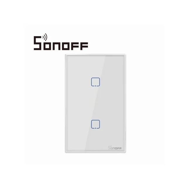 APAGADOR DE PARED TOUCH ON/OFF SONOFF T2US2C-TX / INALAMBRICO WIFI SMART HOME / TEMPORIZADOR PARA IOS Y ANDROID COMPATIBLE CON ALEXA/GOOGLE HOME/IFTTT / 2CH WIFI 2.4GHZ / RF 433 HASTA 2AMP POR