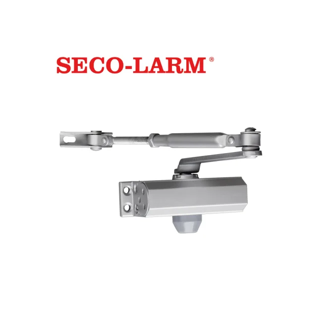 BRAZO CIERRAPUERTAS 45KG SD-C121-S1 SECO-LARM FABRICADO DE ALUMINIO ANODIZADO CON VELOCIDAD DE BARRIDO Y CIERRE AJUSTABLES USO INTERIOR COMPATIBLE CON PUERTAS DE MADERA O METAL DE HASTA 45KG