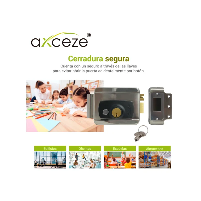 CERRADURA ELECTRICA DE SOBREPONER PARA PUERTAS DERECHAS AXCEZE AX-SLOCK PARA PUERTAS CON APERTURA INTERNA image 5