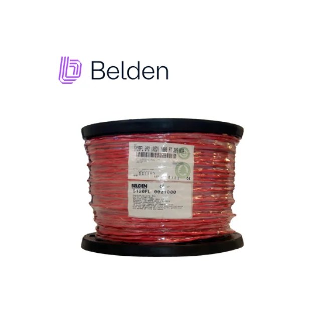 CABLE DE ALARMA CONTRA INCENDIOS BELDEN 5120FL 0021000 / INTERIOR / ROJO / 2 CONDUCTORES / 14 AWG / SOLIDO / FORRO PVC / CMR - FPLR / BLINDADO / BOBINA / 1,000 PIES 305 METROS image 2