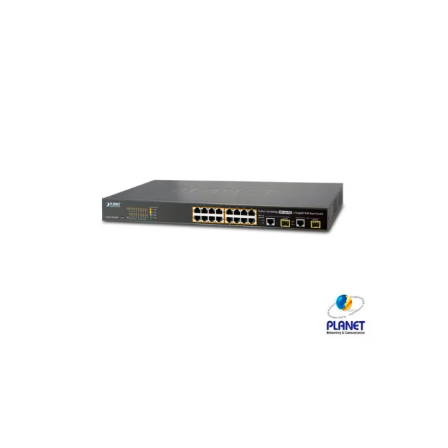 PLANET FGSW-1816HPS dispositivo de redes Gestionado L2 Fast Ethernet (10/100) Energía sobre Ethernet (PoE) Azul