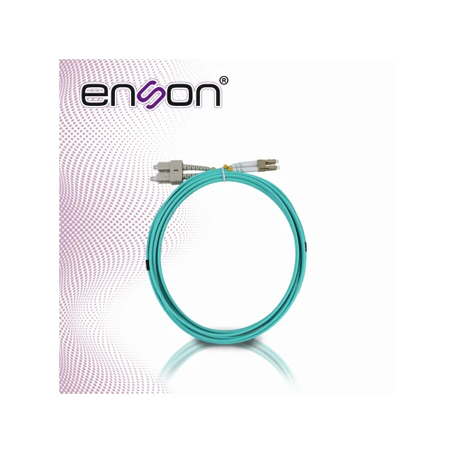 JUMPER DE FIBRA OPTICA ENSON ENS-JUMPLCSC FORRO PVC COLOR AQUA TIPO DE FIBRA MULTIMODO OM3 50/125 MICRAS CONECTORES LC DUPLEX- SC DUPLEX LONGITUD 3 METROS USO INTERIOR