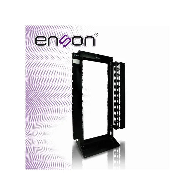 RACK VERTICAL ENSON ENS-RACK25UO DE 25UR DOS POSTES ORGANIZADOR VERTICAL INCUIDO EMPOTRABLE IDEAL PARA MONTAJE DE EQUIPOS DE RED Y CABLEADO ESTRUCTURADO, COMPATIBLE CON TODOS LOS ACCESORIOS DE RACKS Y GABINETES ENSON