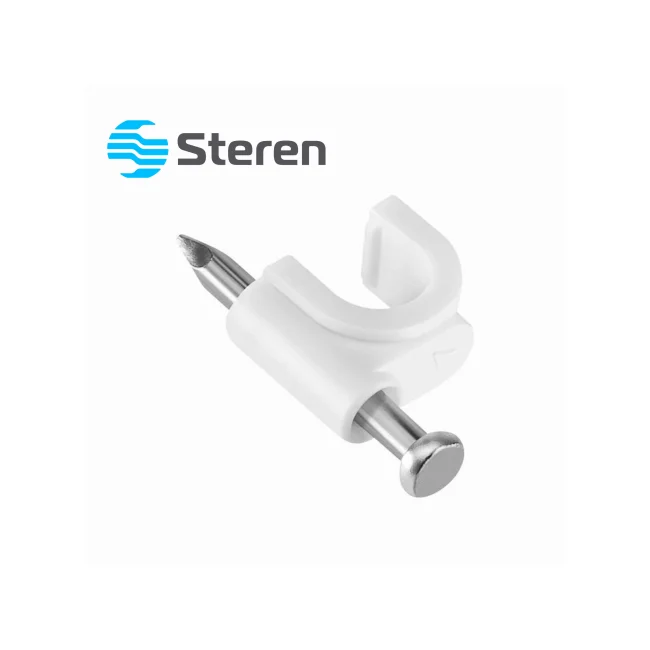 GRAPAS DE PLASTICO BLANCAS STEREN GRA960B / BOLSA CON 50 PZS/ ESPECIAL PARA SUJETAR CONDUCTORES / USO PARA INTERIORES Y EXTERIORES / 7MM ANCHO CAVIDAD / CLAVO DE 1 PULGADA