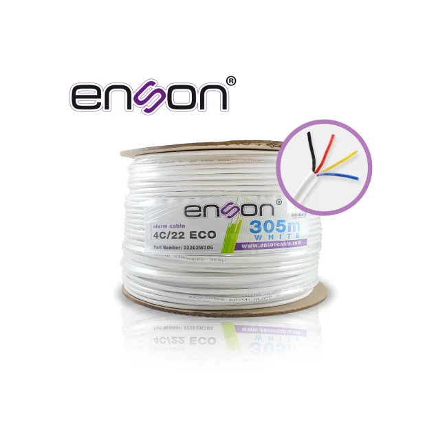 CABLE DE ALARMA ENSON 32202W305 SERIE ECO MULTIFILAR  4C/22 AWG BOBINA DE 305 METROS FORRO PVC COLOR BLANCO PARA USO INTERIOR DISEÑADO PARA CONEXIONES DE SISTEMAS DE ALARMA