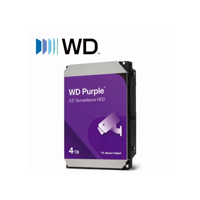 WESTERN DIGITAL WD44PURZ -  Disco Duro de 4TB Purple/ Especial para Videovigilancia/ Trabajo 24/7/ Interface: Sata 6 Gb/s/ Hasta 64 Cámaras/ Hasta 16 Bahías de Discos Duros/ 180Mb/S /3 Años de Garantía