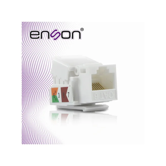 CONECTOR JACK ENSON ENS-JTL6WH CAT6 COLOR BLANCO A 90 GRADOS PONCHADO FACIL SIN PINZAS Y CUBREPOLVO